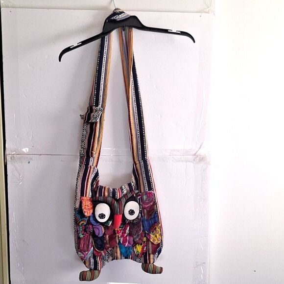 Women's Hobo Crossbody Shoulder Bag Owl Bohemian Slouchy Colorful Unique - Picture 1 of 12